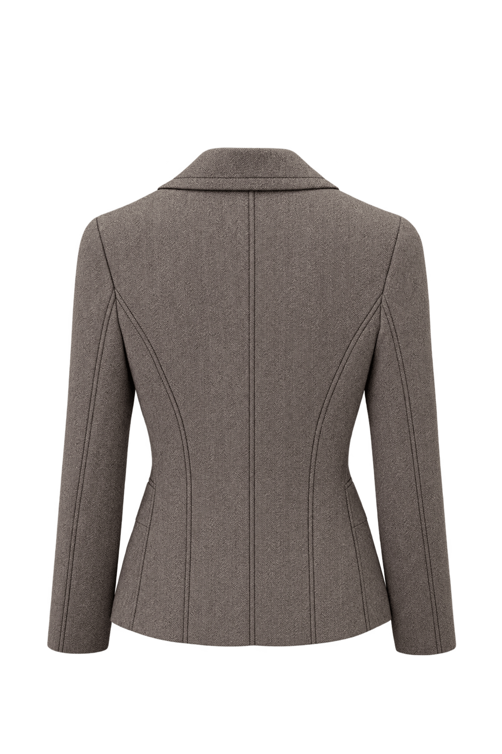 1990s Taupe Grey Wool Blend Blazer - Back View