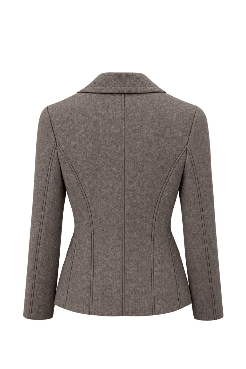 1990s Taupe Grey Wool Blend Blazer - Back View