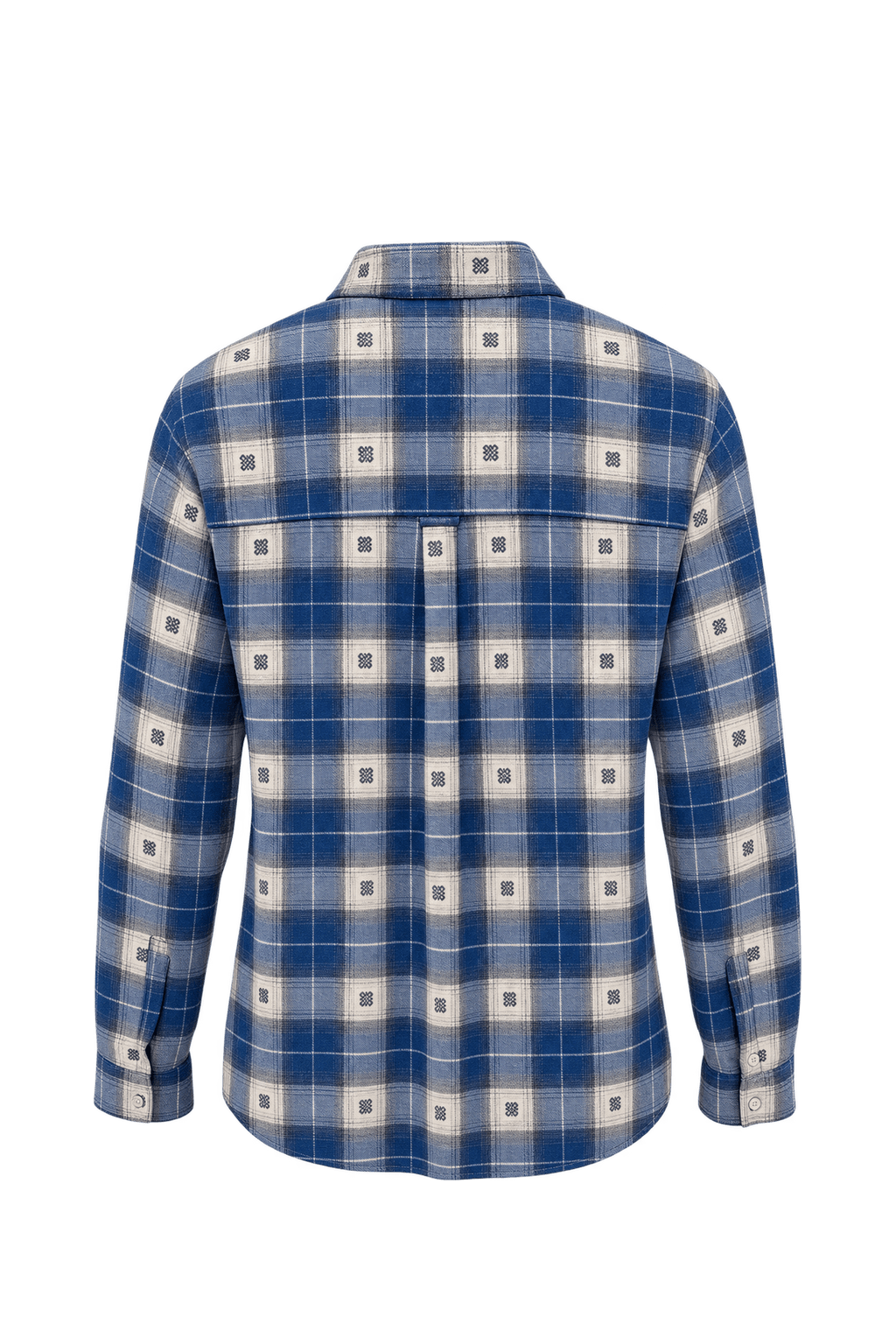1970s Denim Blue Cotton Flannel Shirt - Back View