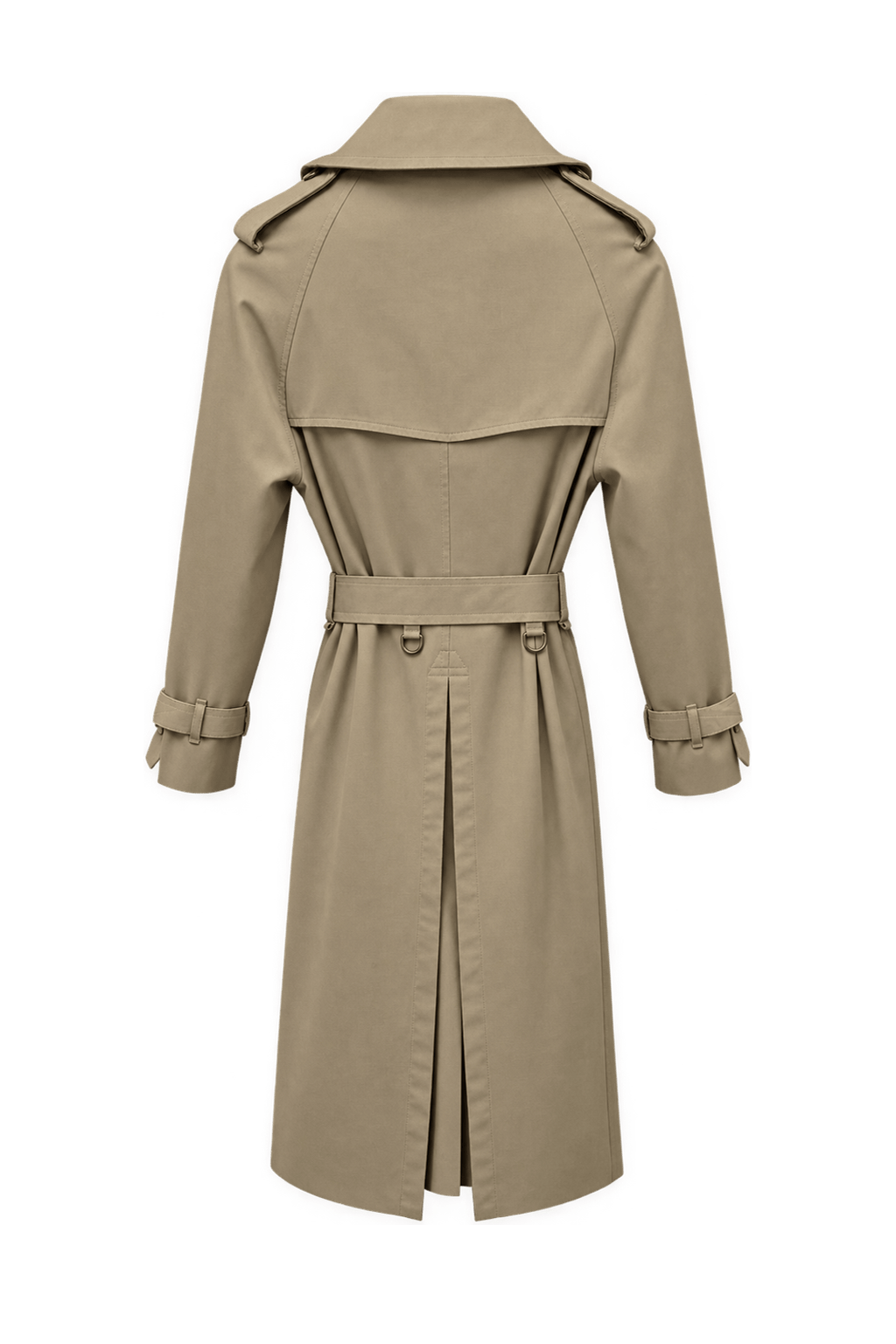 1990s Beige Cotton-Blend Twill Trench Coat - Back View