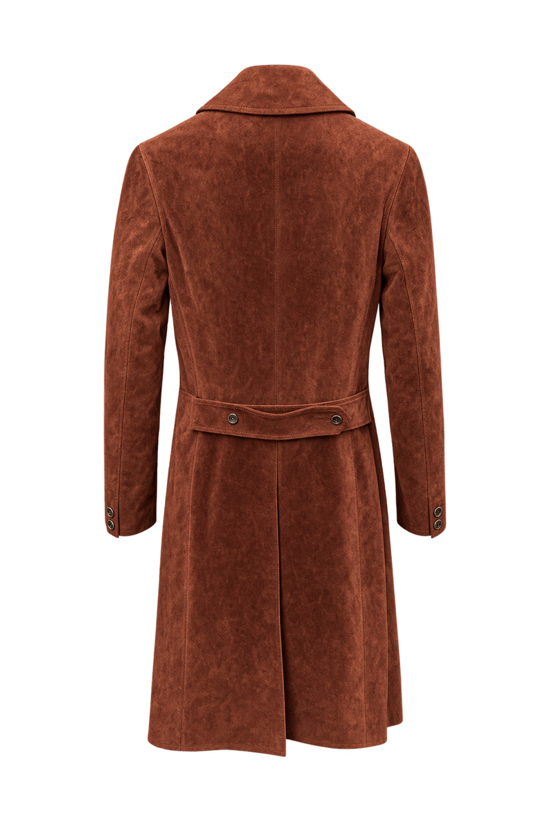 1970s Rust Brown Suede Coat - Back View