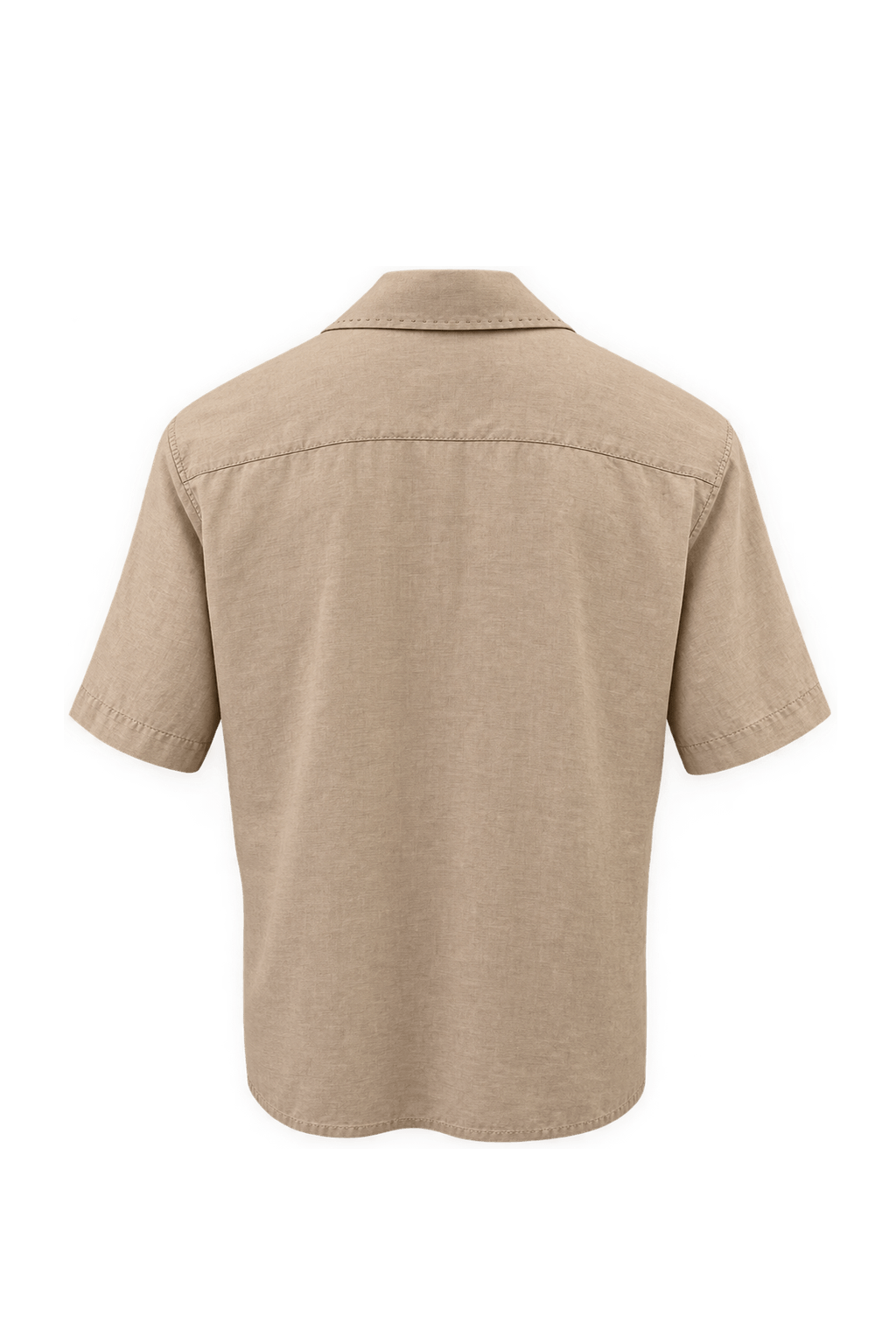 1990s Pale Peach Beige Cotton Camp Collar Shirt - Back View