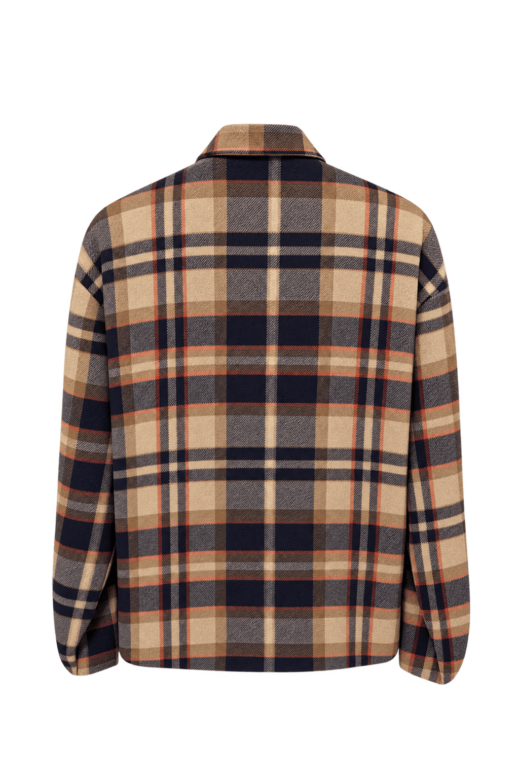 1990s Tan and Navy Blue Textured Woven Jacket - Back View