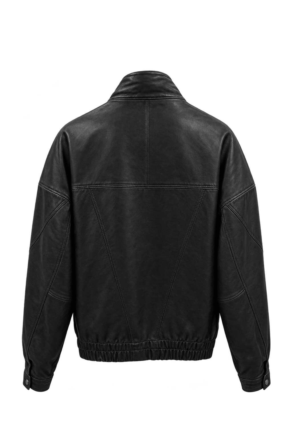 1980s Worn Black Leather Jacket - Back View