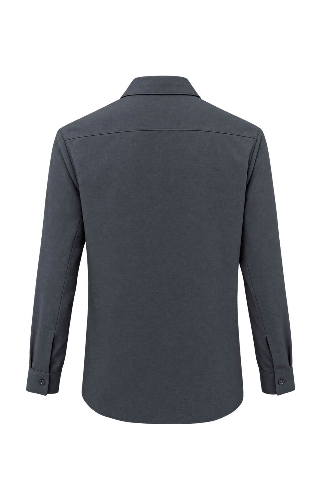 1980s Charcoal Gray Woven Fabric Work Shirt - Back View