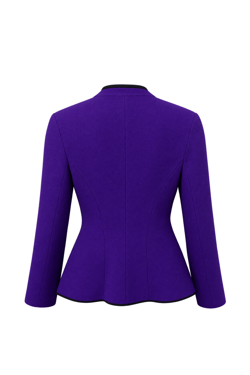 1980s Vivid Violet Purple Textured Blazer - Back View