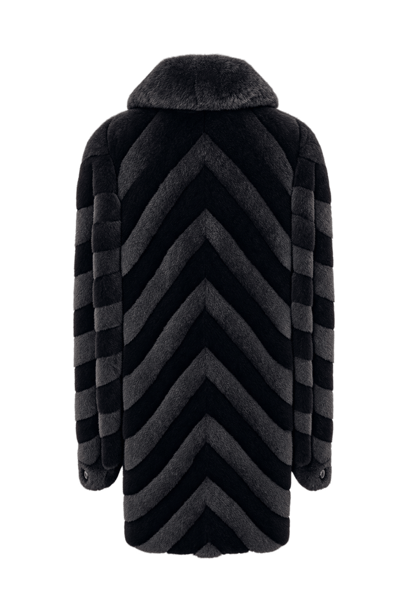 1990s Charcoal Grey Fur Coat - Back View
