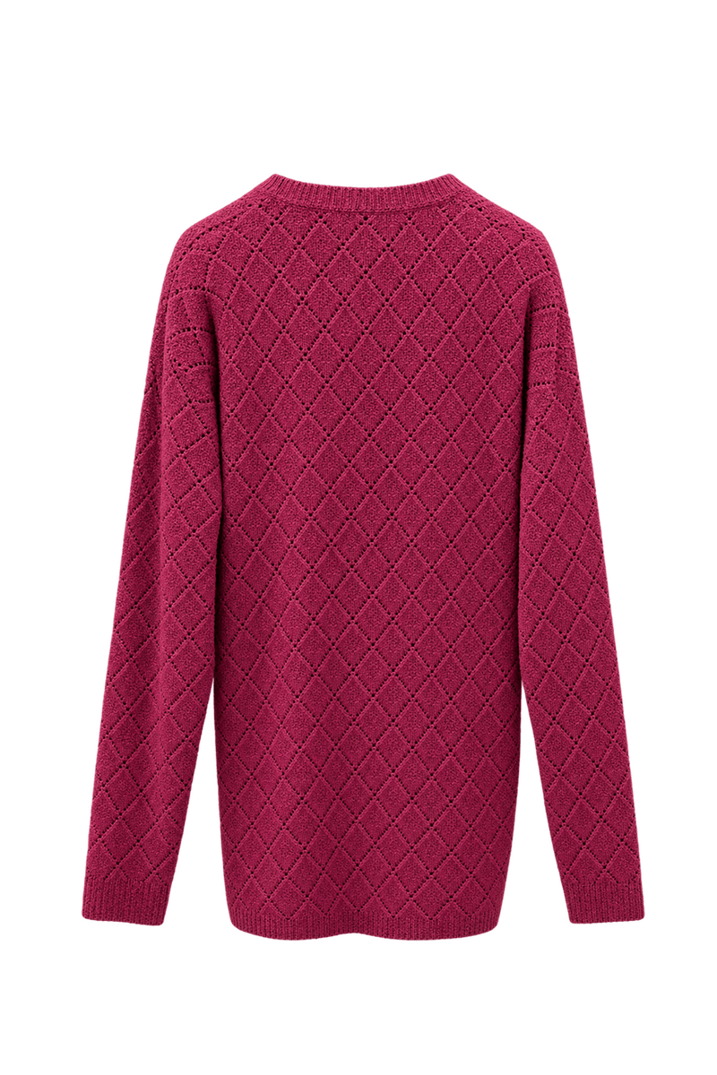 1990s Deep Burgundy Knit Sweater - Back View
