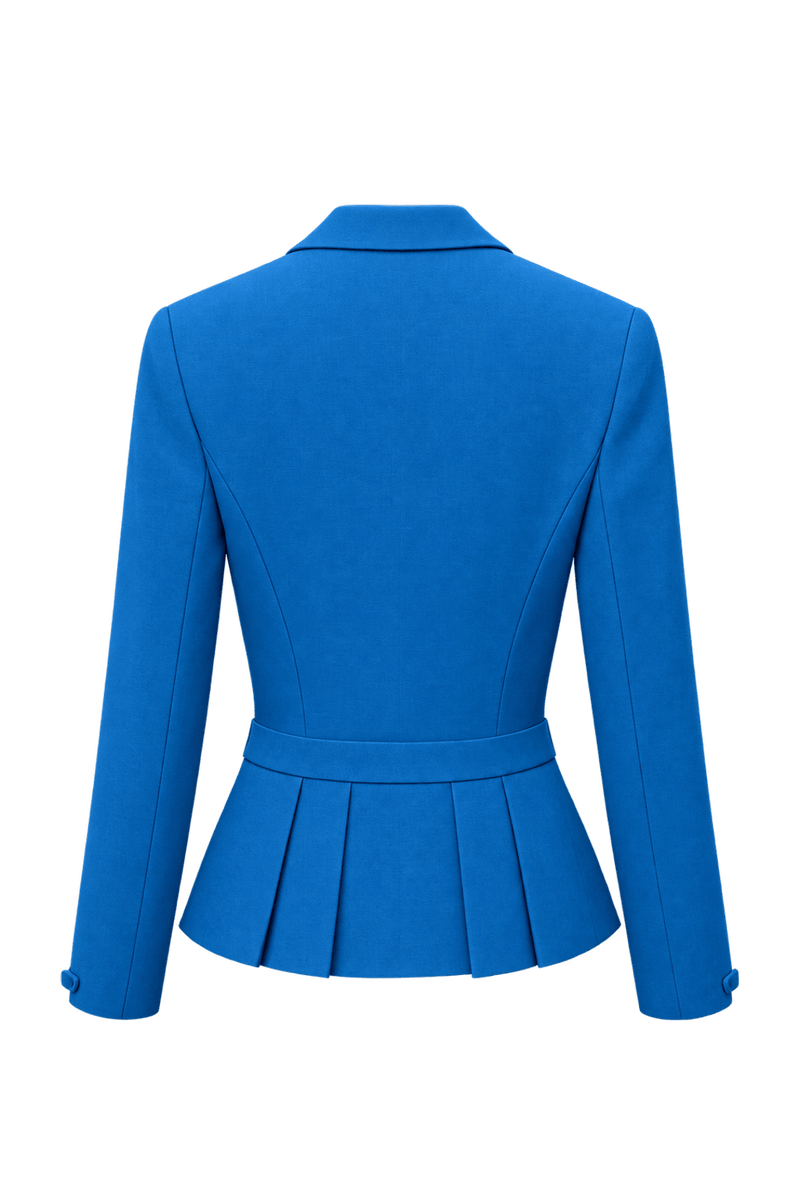 1980s Cobalt Blue Woven Blazer - Back View