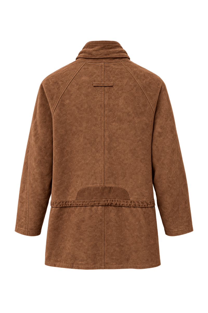 1980s Warm Medium Brown Suede Jacket - Back View