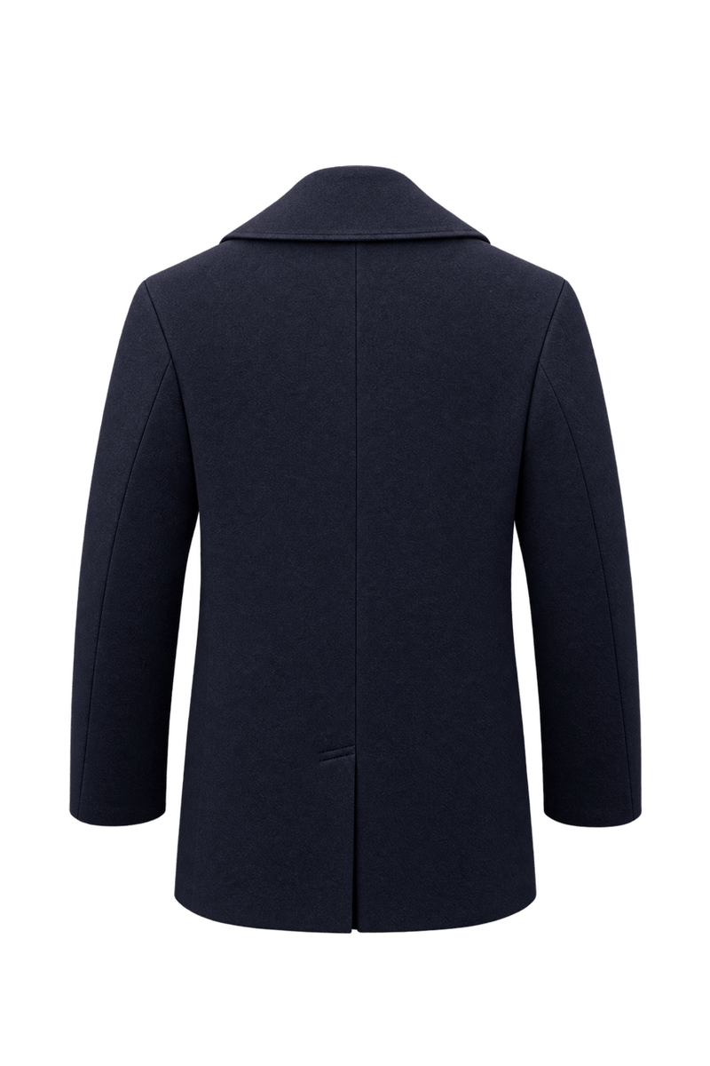 1940s Dark Navy Blue Wool Coat - Back View