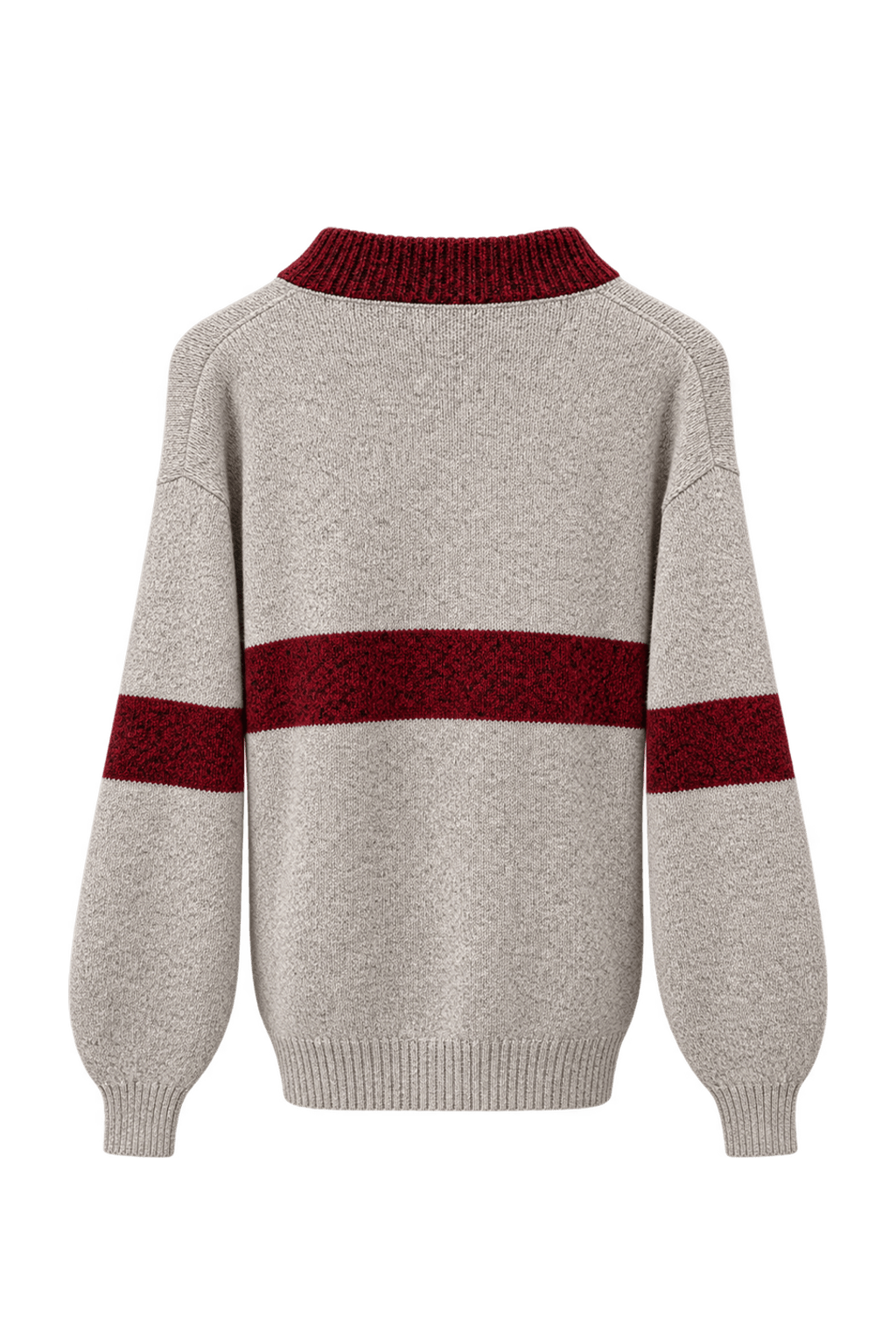 1980s Heathered Oatmeal Gray Wool Sweater - Back View