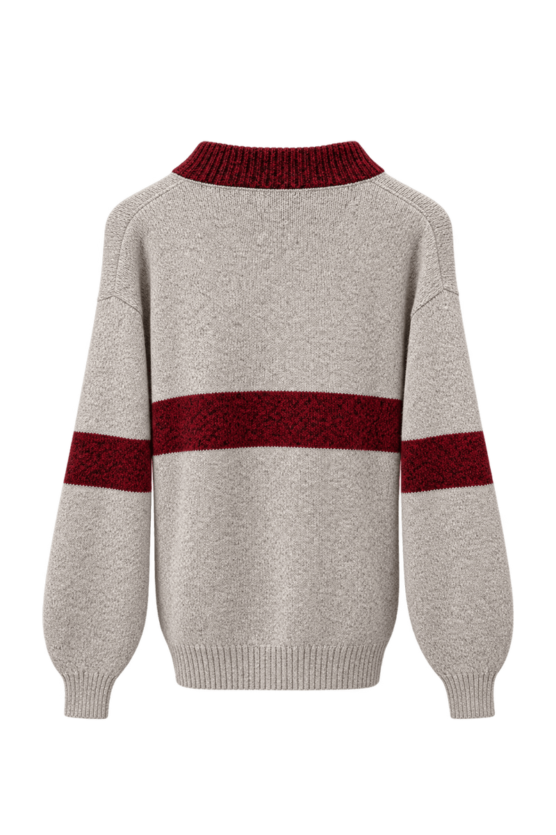 1980s Heathered Oatmeal Gray Wool Sweater - Back View