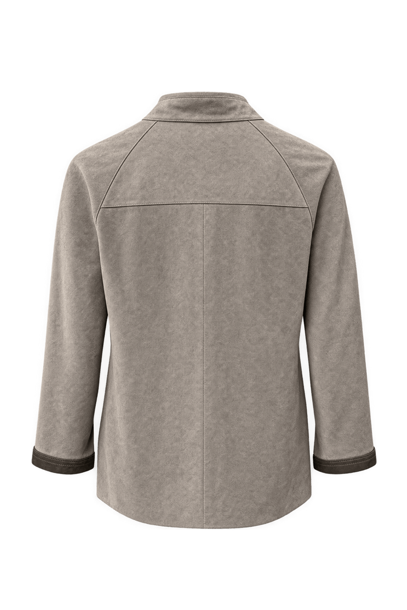 1980s Taupe Gray Suede Jacket - Back View