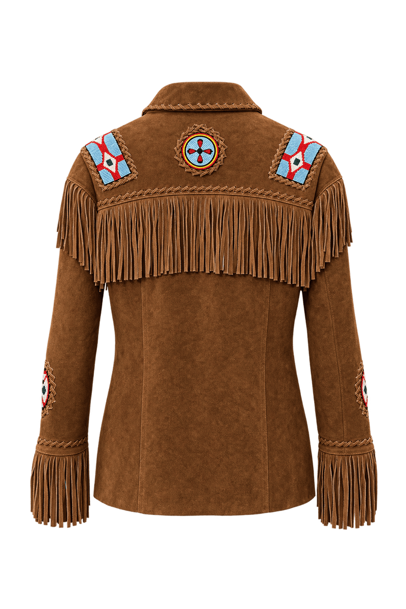 1980s Warm Tobacco Brown Suede Jacket - Back View