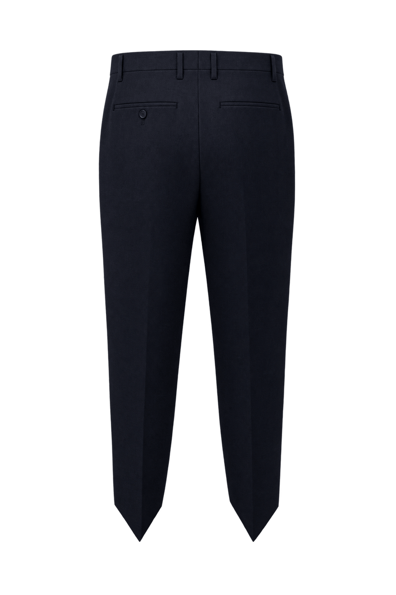 1980s Very Dark Navy Wool Trousers - Back View
