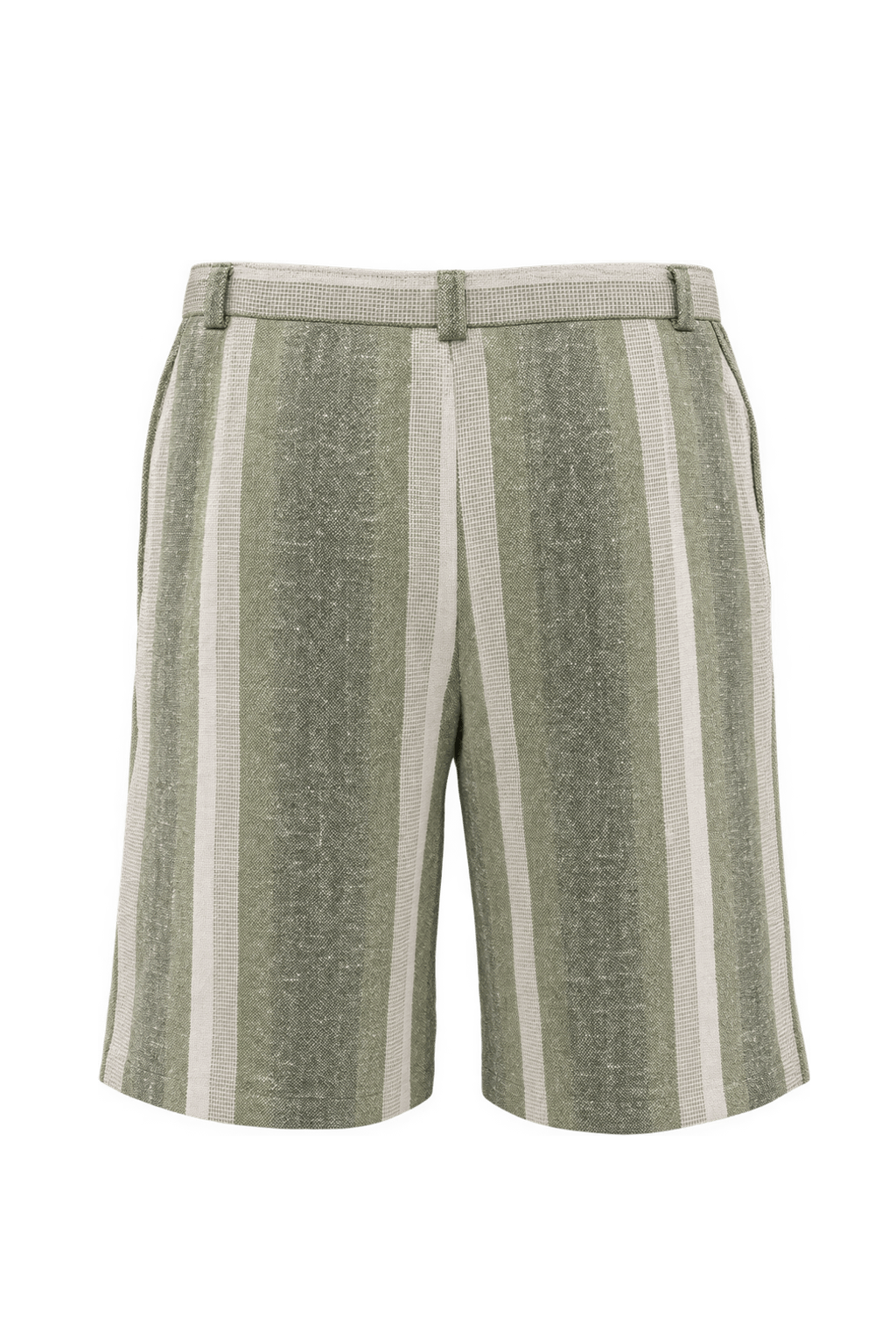 1960s Muted Olive Green Linen Shorts - Back View