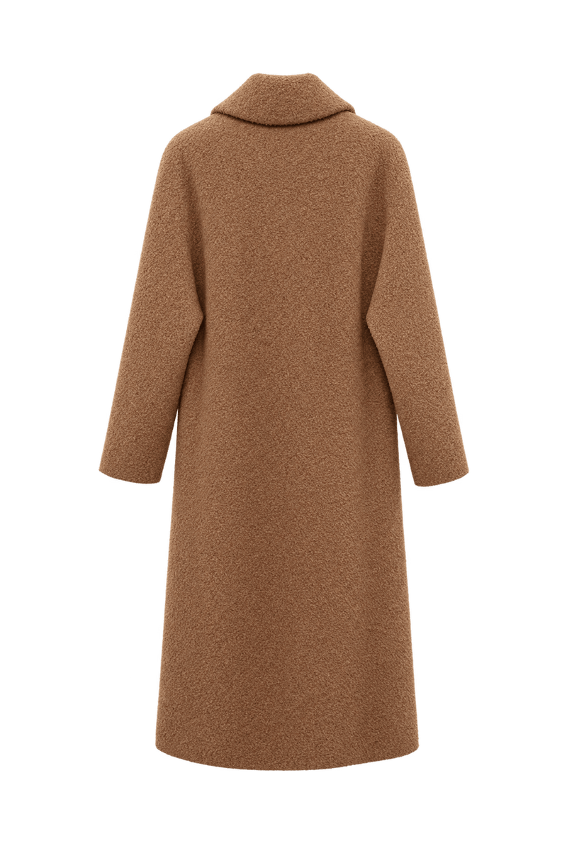 1960s Camel Brown Wool Coat - Back View