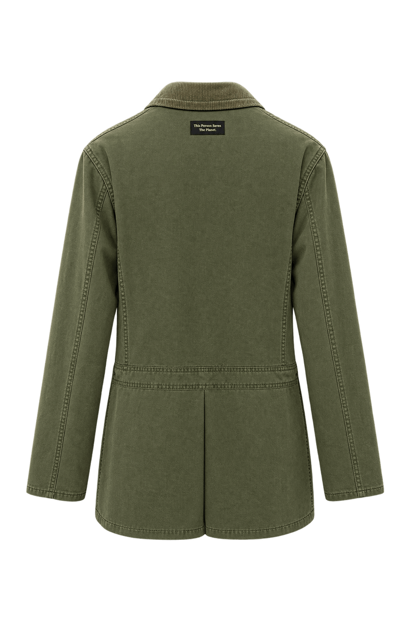 1980s Olive Green Cotton Jacket - Back View