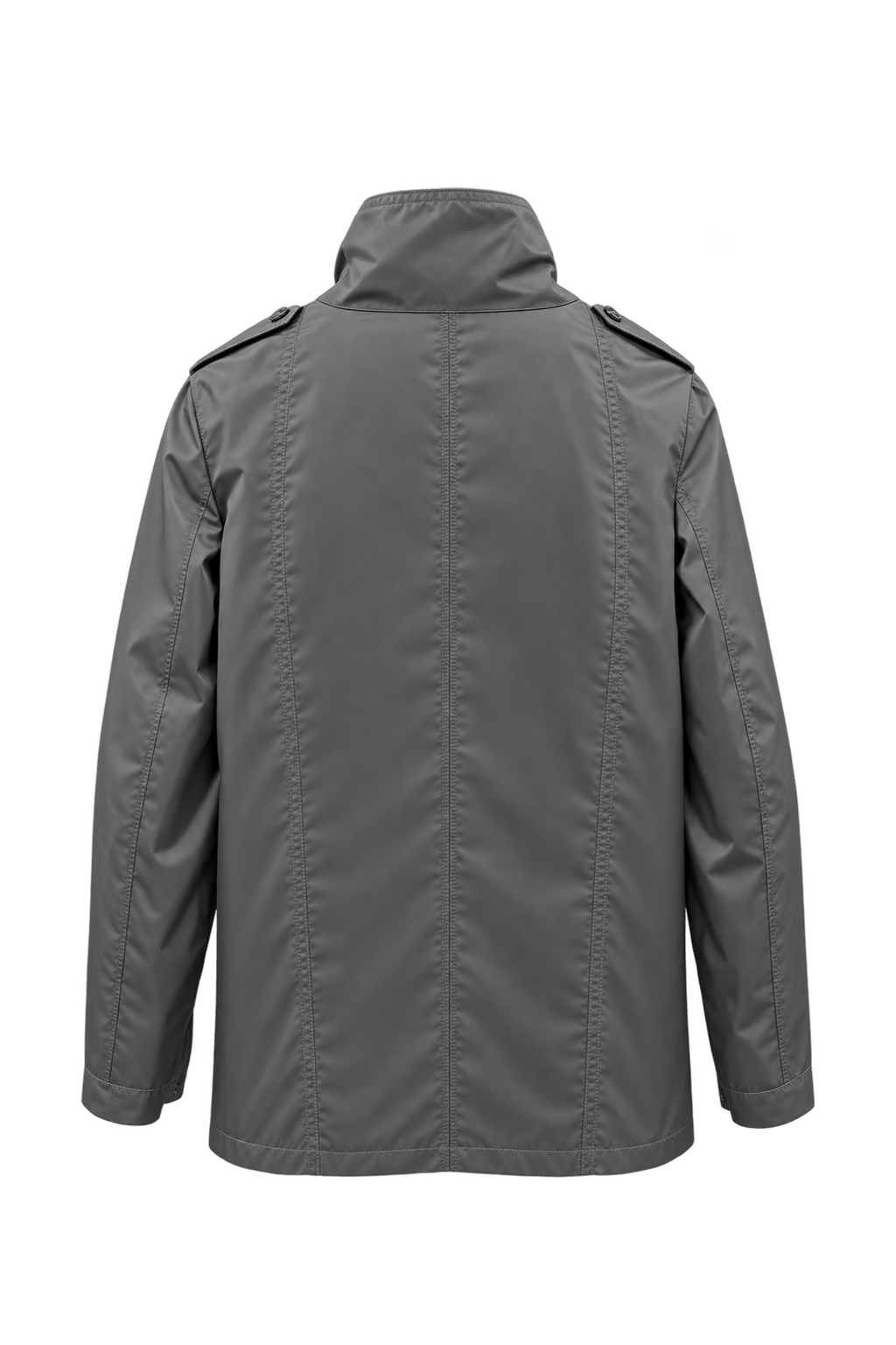 1990s Silver Gray Synthetic Fabric Jacket - Back View