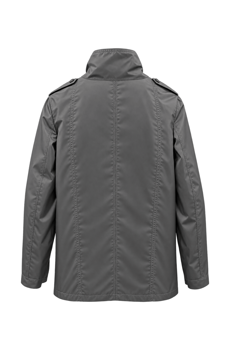 1990s Silver Gray Synthetic Fabric Jacket - Back View