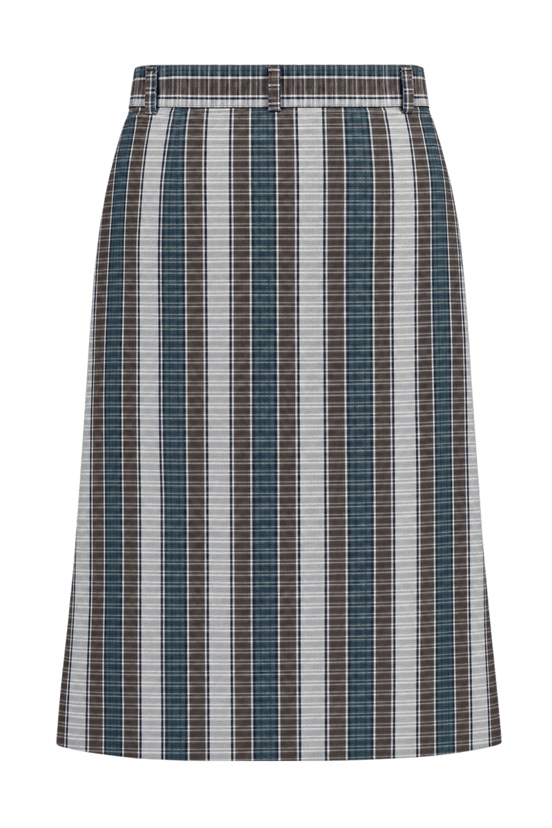 1970s Blue-Green Woven Skirt - Back View