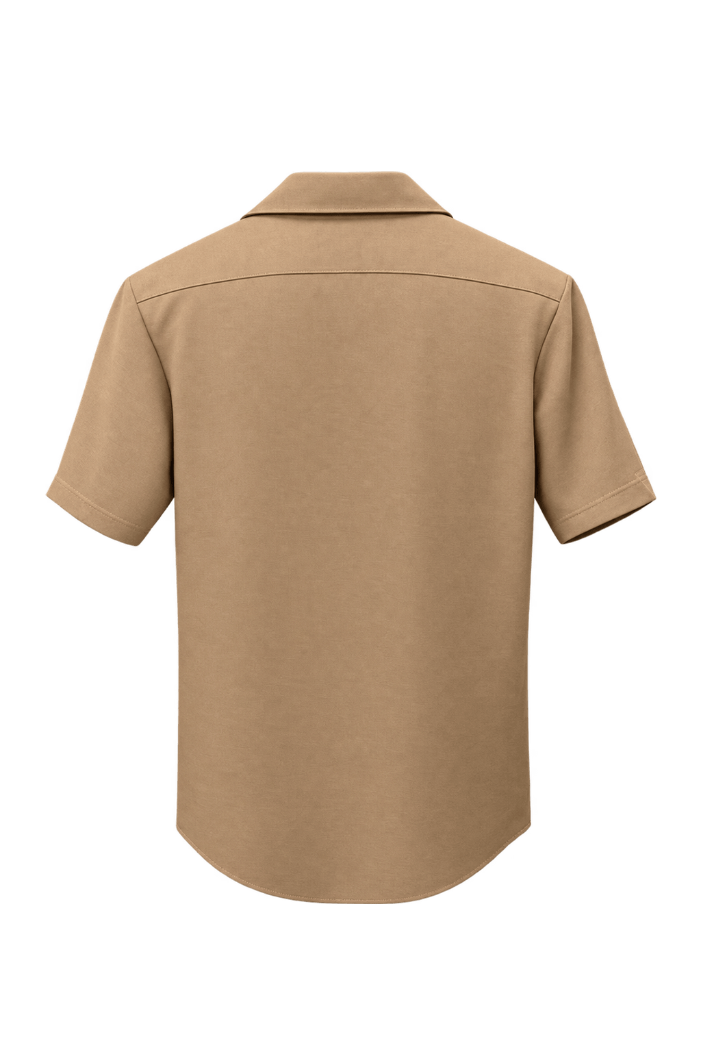 1970s Camel Tan Polyester Blend Shirt - Back View