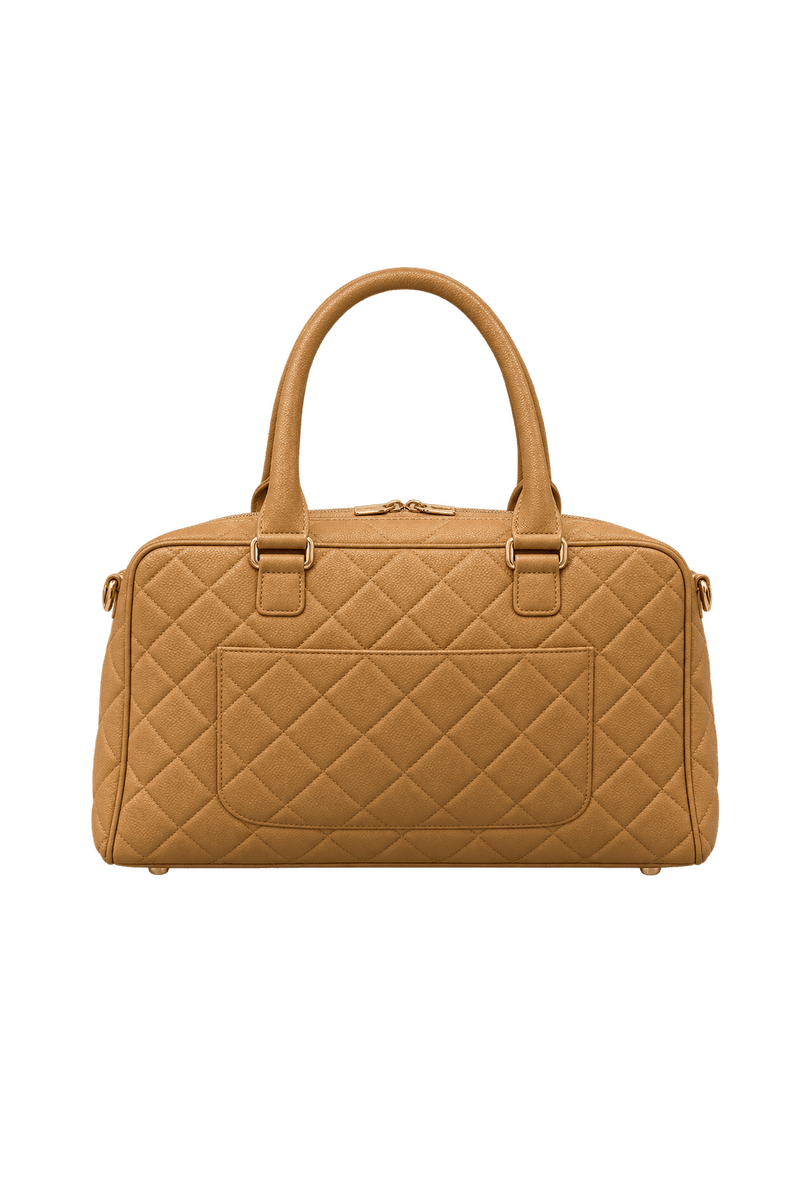 1970s Camel Tan Leather Handbag - Back View
