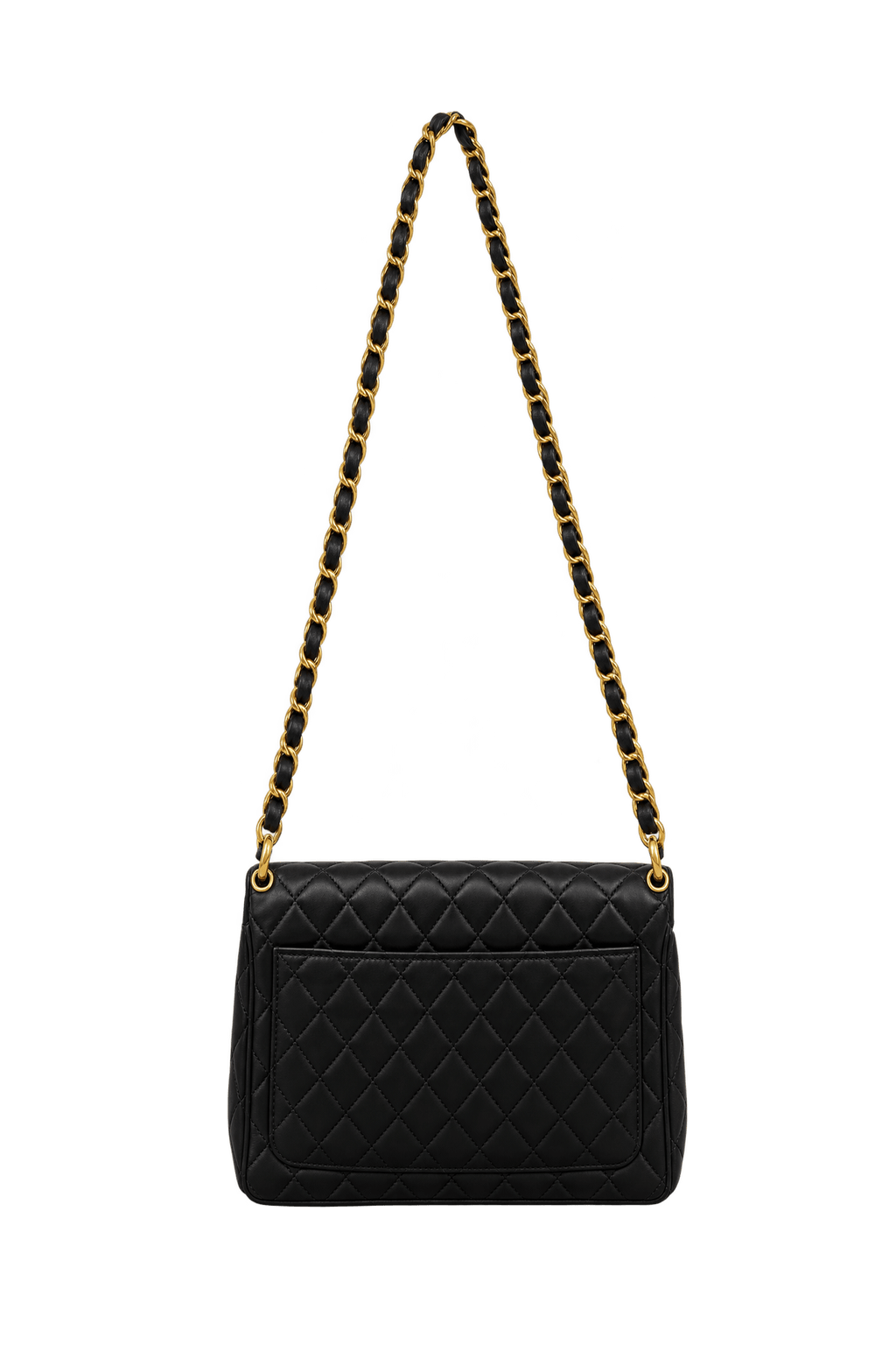 1980s Black Leather-like Shoulder Bag - Back View