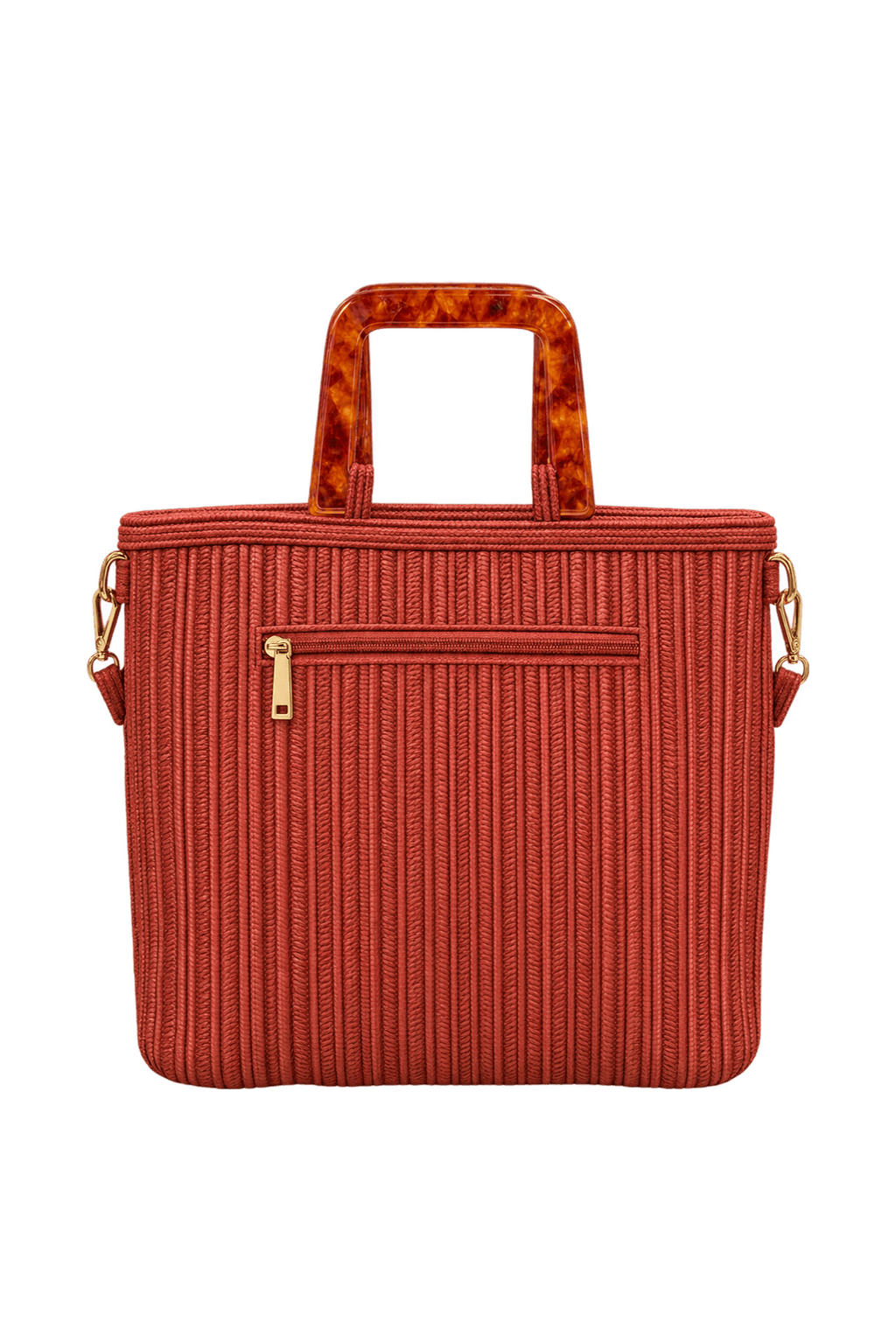 1970s Rust Red Woven Textile Handbag - Back View