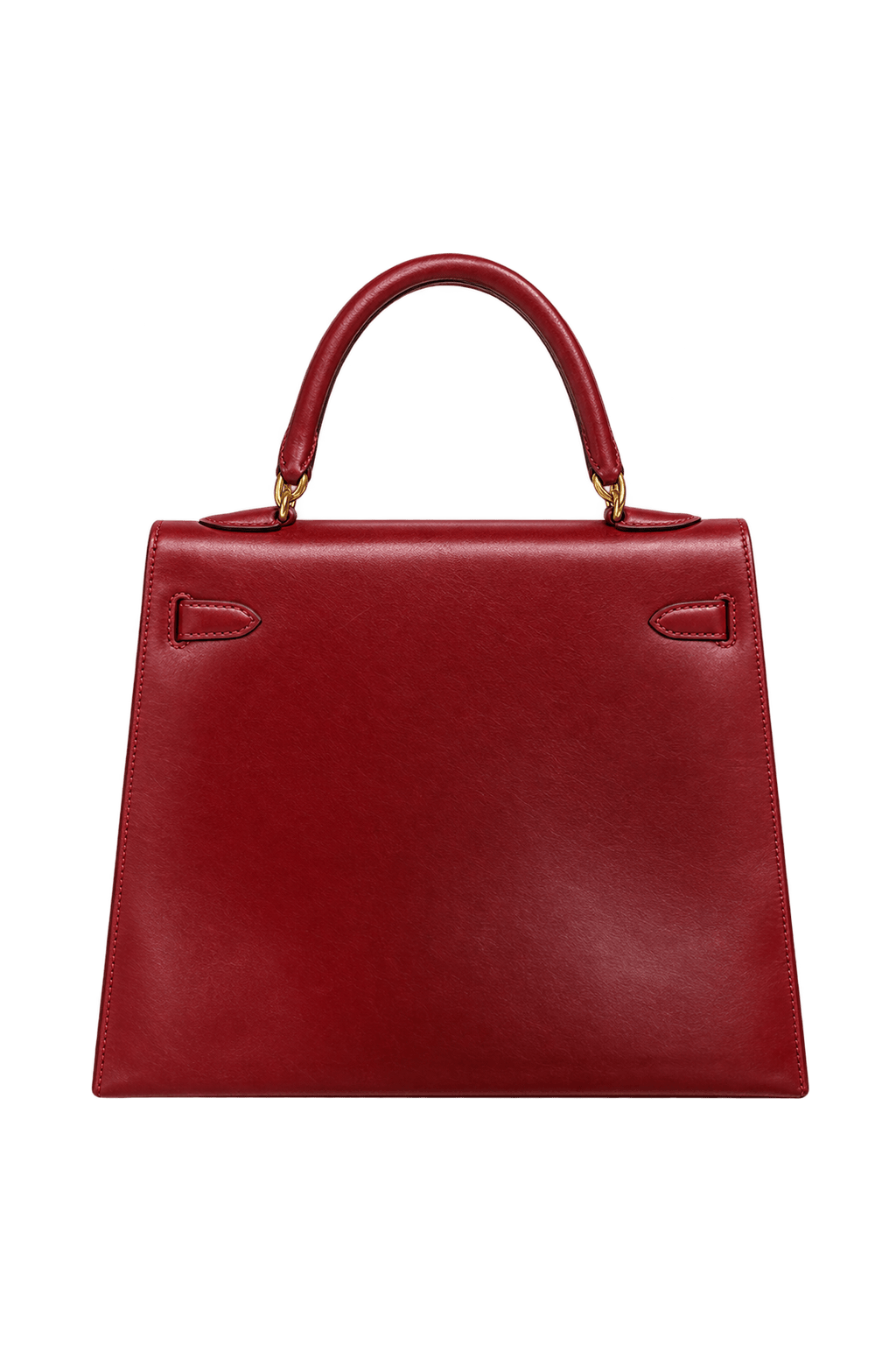 1970s Deep Burgundy Red Leather Handbag - Back View