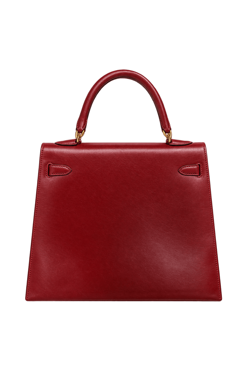 1970s Deep Burgundy Red Leather Handbag - Back View