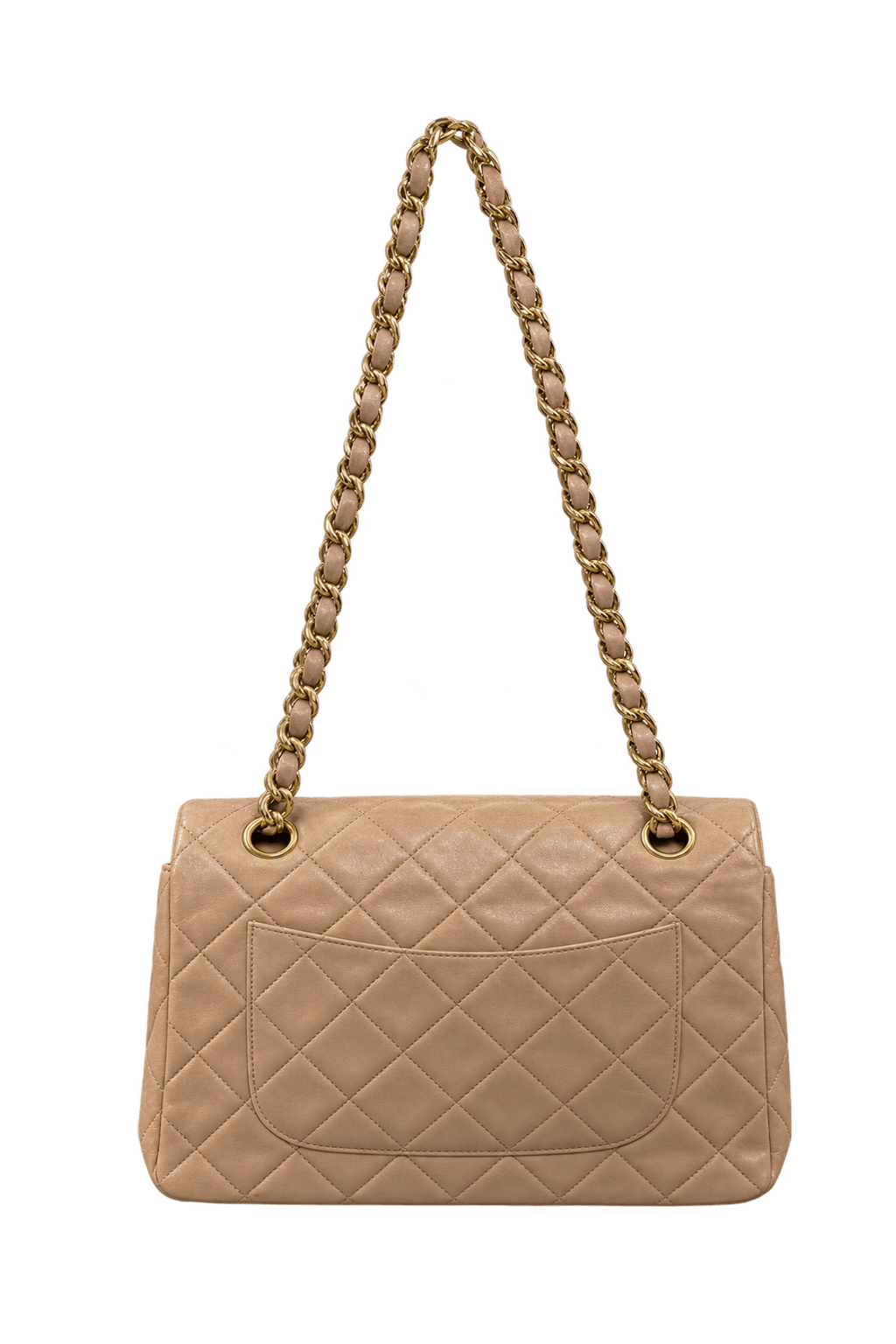 1990s Beige Leather Shoulder Bag - Back View