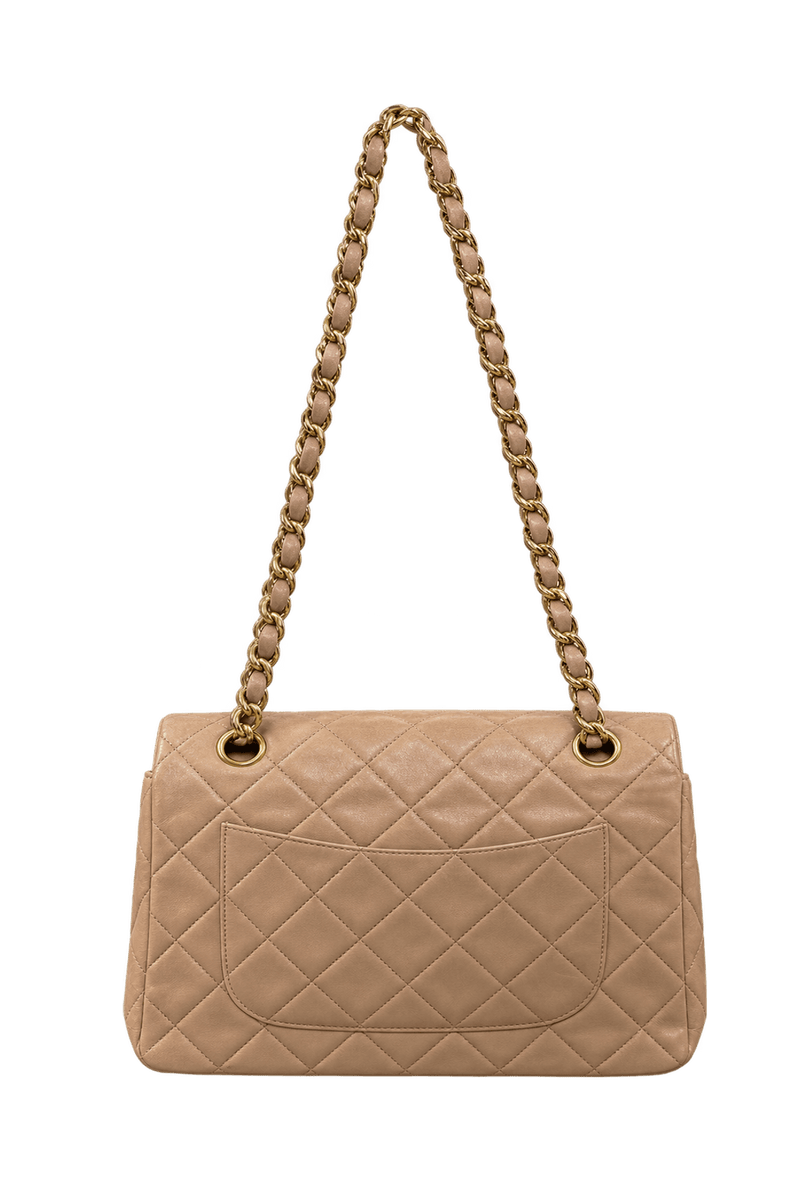 1990s Beige Leather Shoulder Bag - Back View