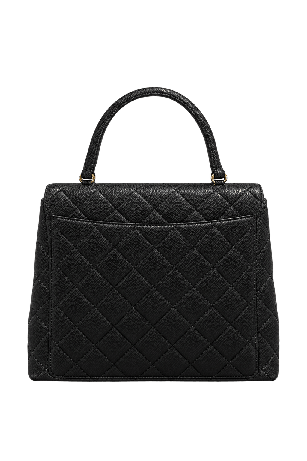 1990s Black Pebbled Leather Handbag - Back View