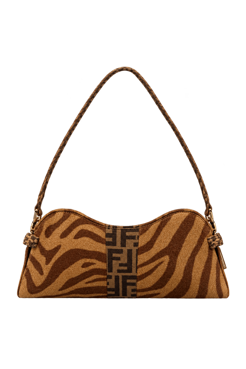 1980s Tan Brown Textile Shoulder Bag - Back View