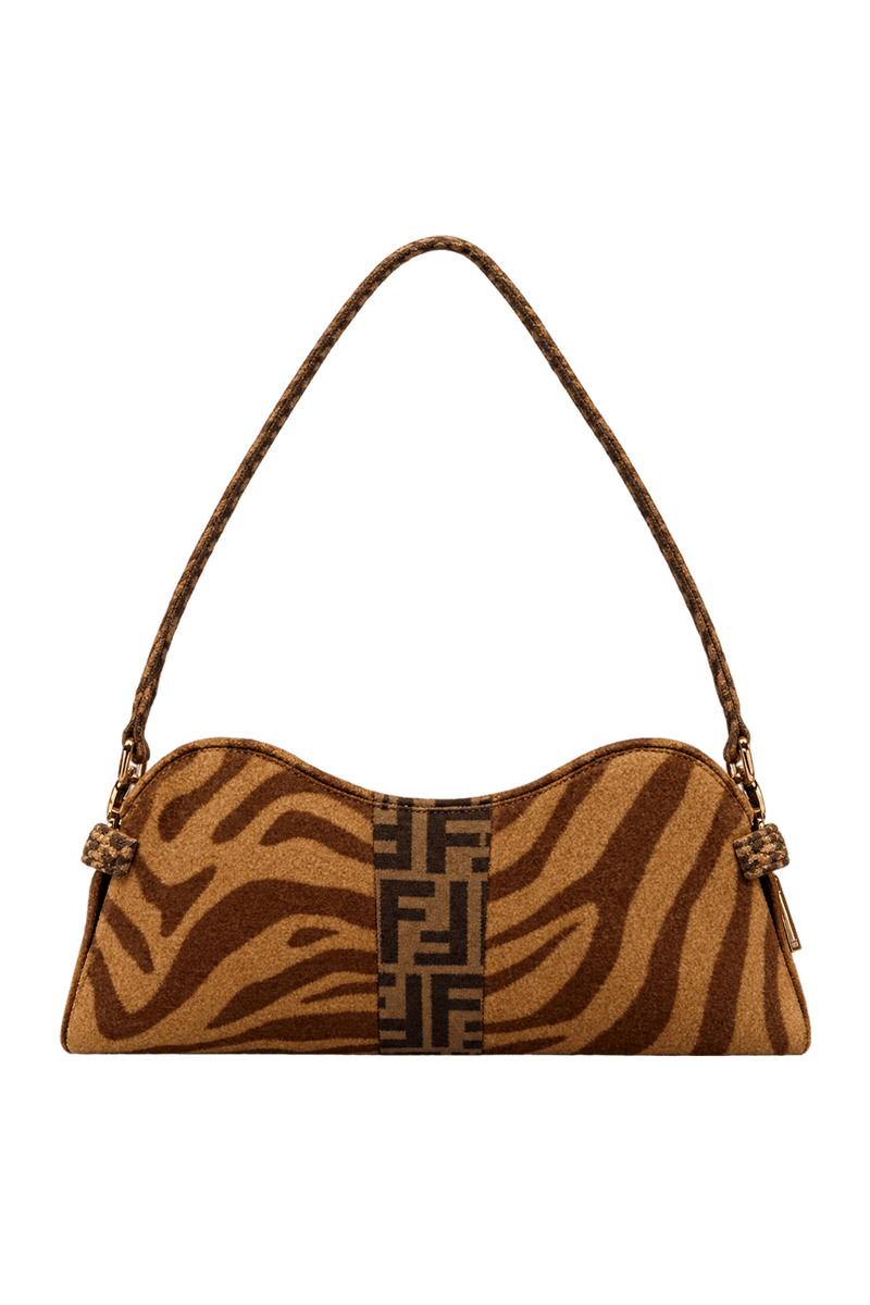 1980s Tan Brown Textile Shoulder Bag - Back View