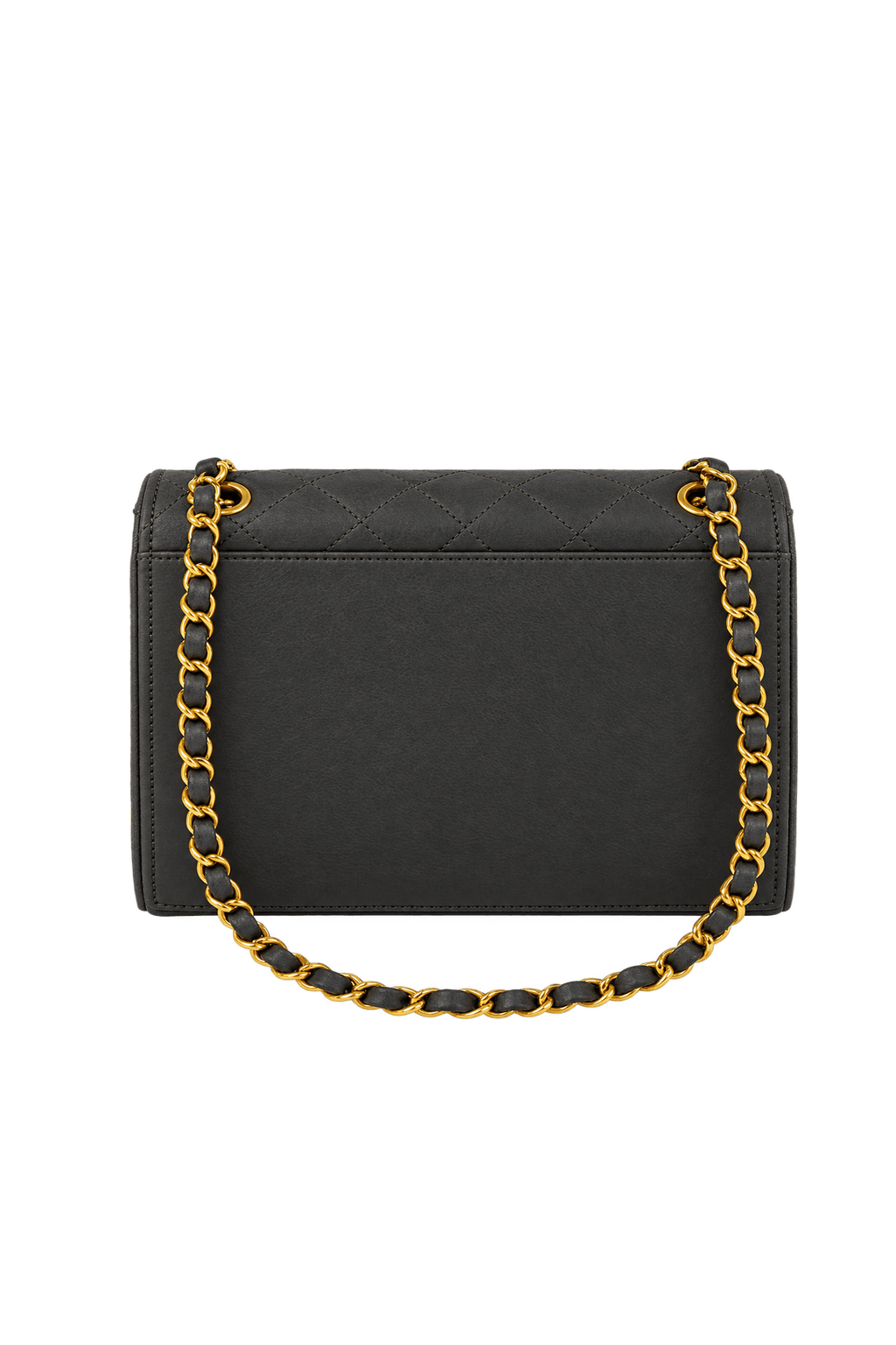 1990s Black Leather-Like Shoulder Bag - Back View
