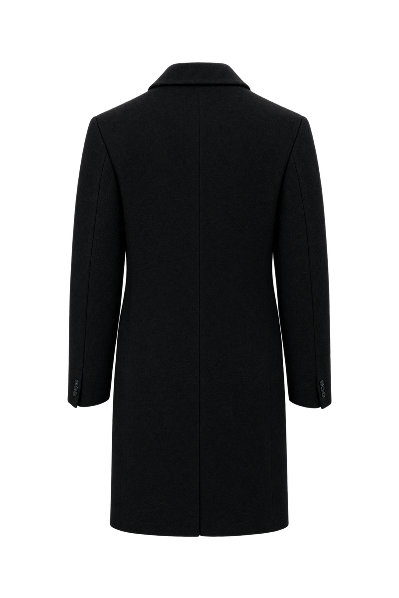 1990s Black Wool Coat - Back View