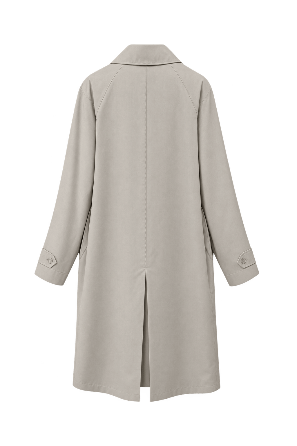 1980s Stone Beige Cotton Blend Coat - Back View