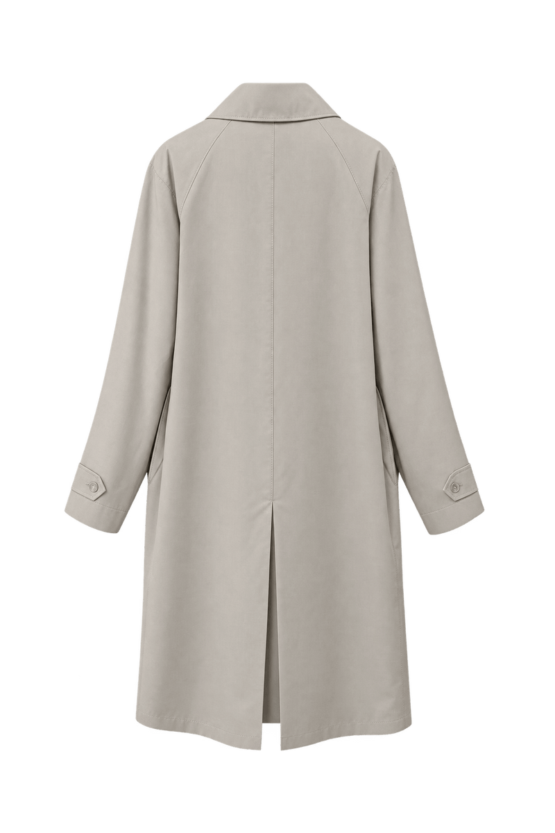 1980s Stone Beige Cotton Blend Coat - Back View