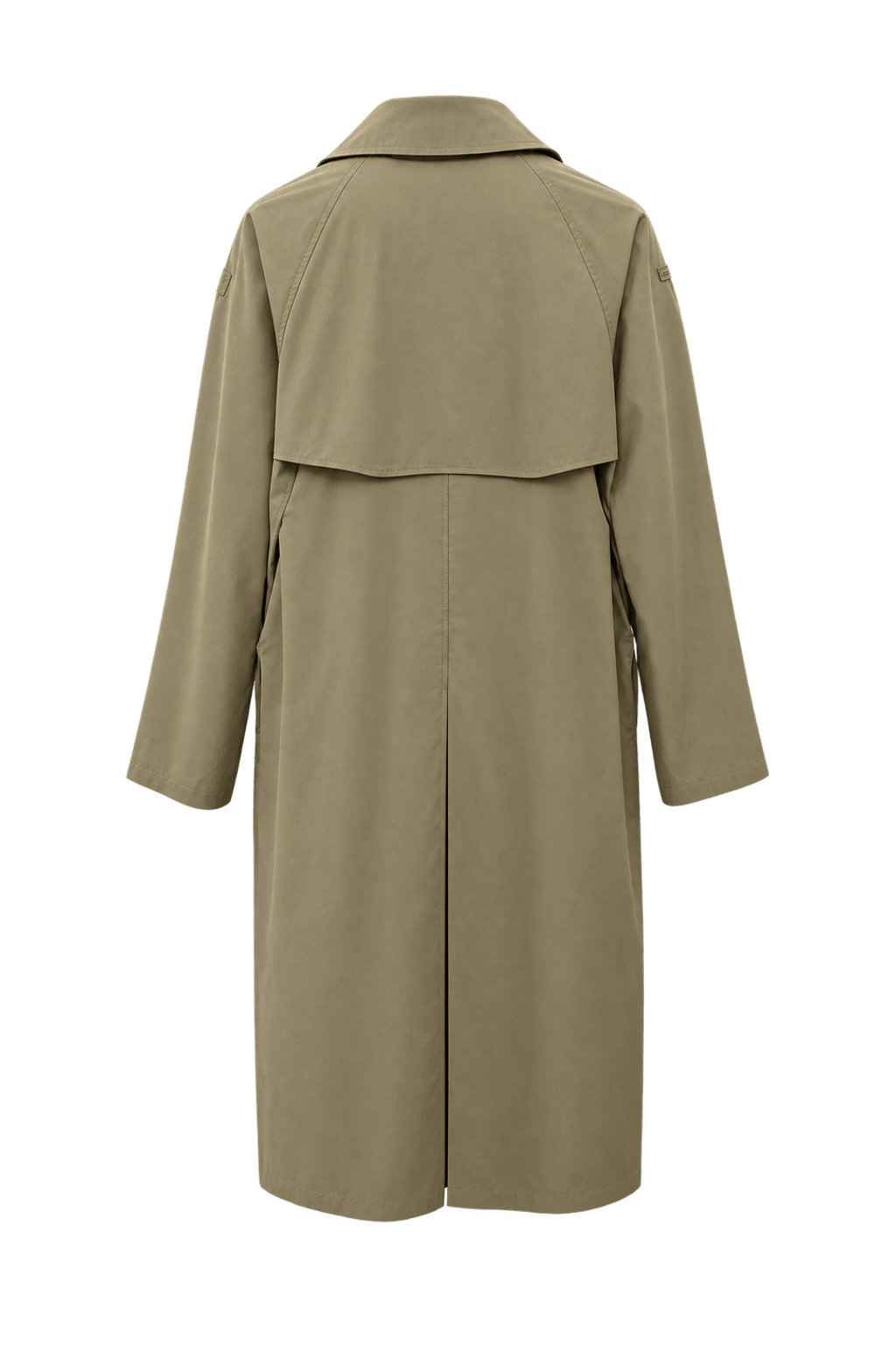 1980s Khaki Beige Cotton Trench Coat - Back View