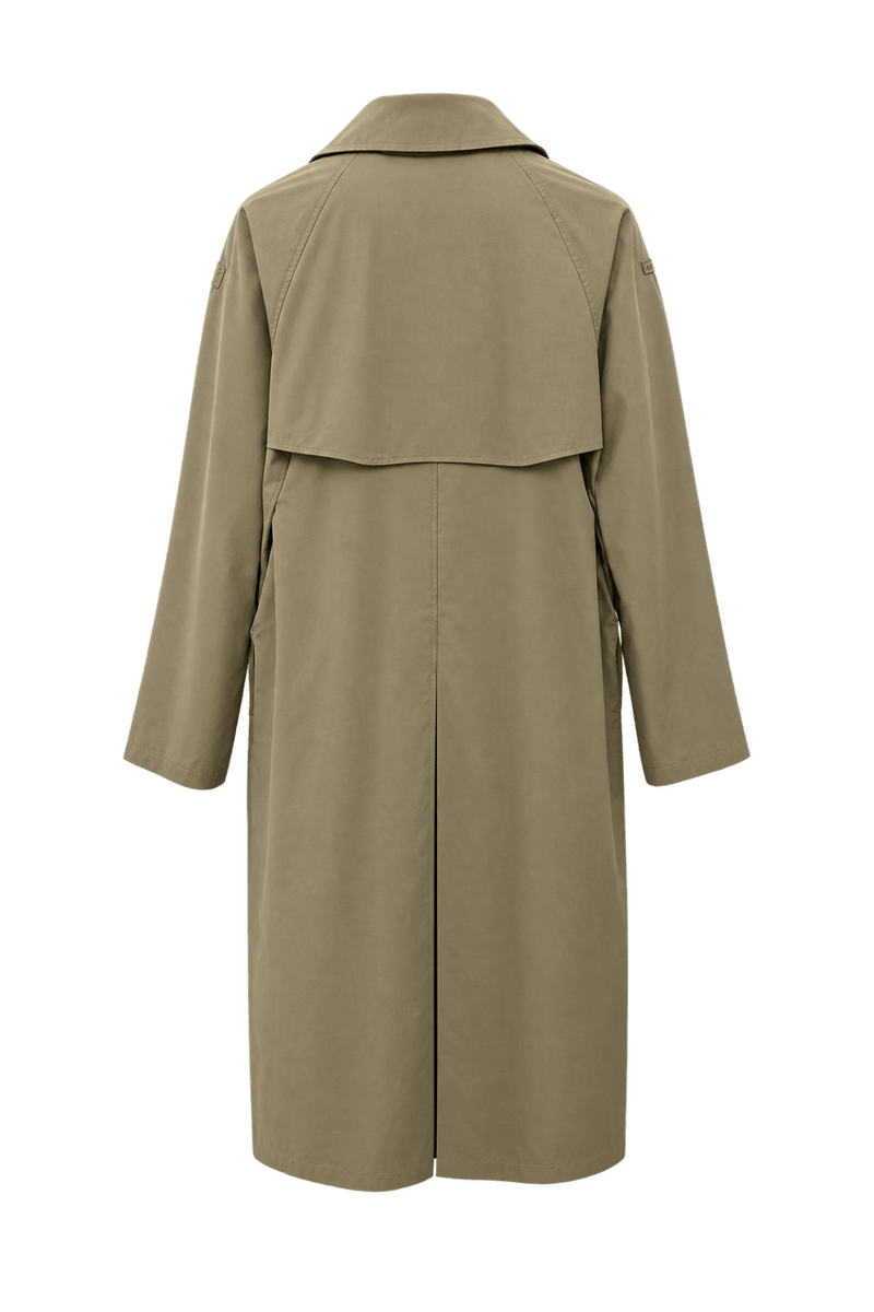 1980s Khaki Beige Cotton Trench Coat - Back View