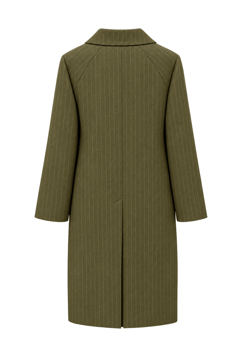 1980s Olive Green Wool Blend Coat - Back View