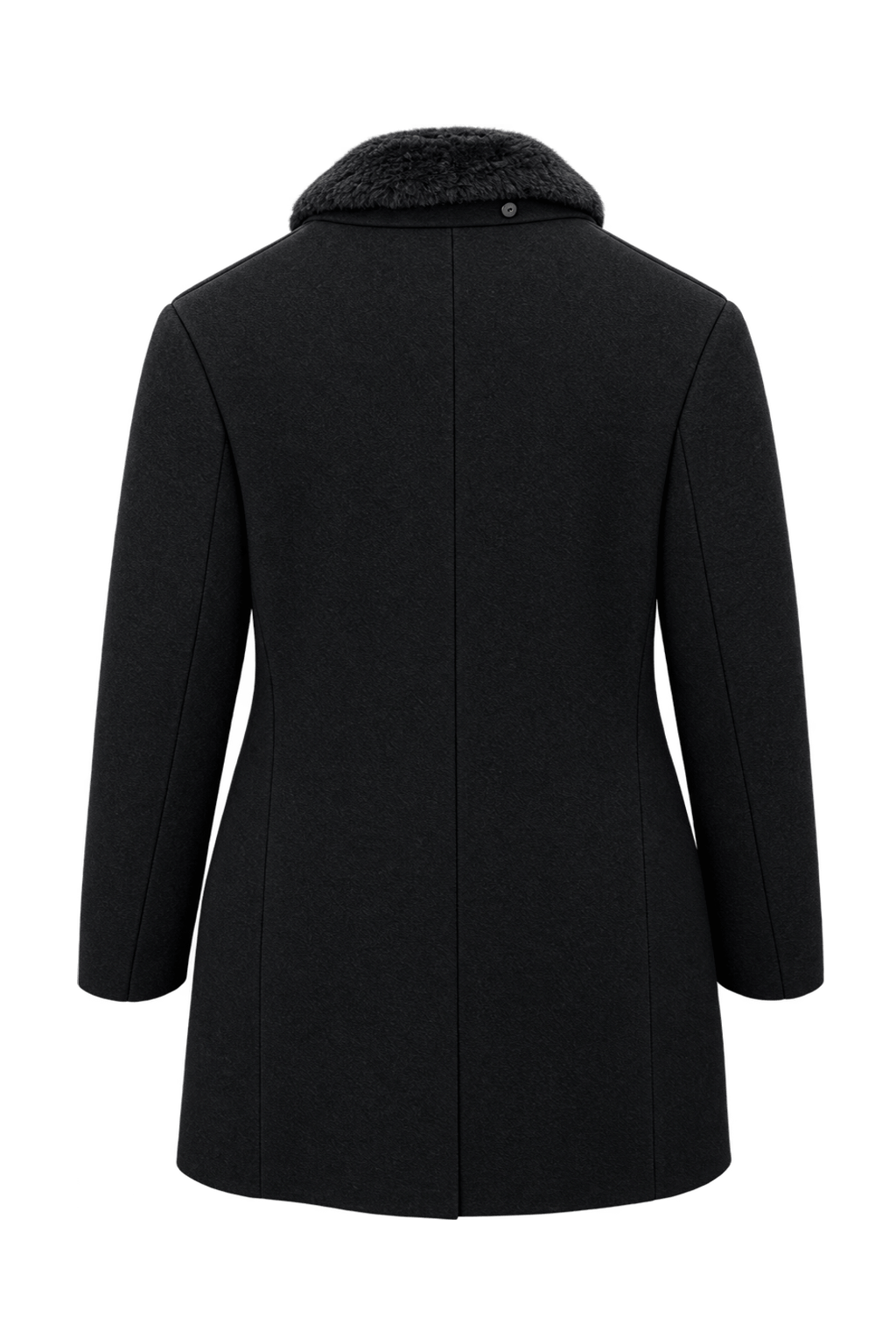 1980s Black Wool Coat - Back View
