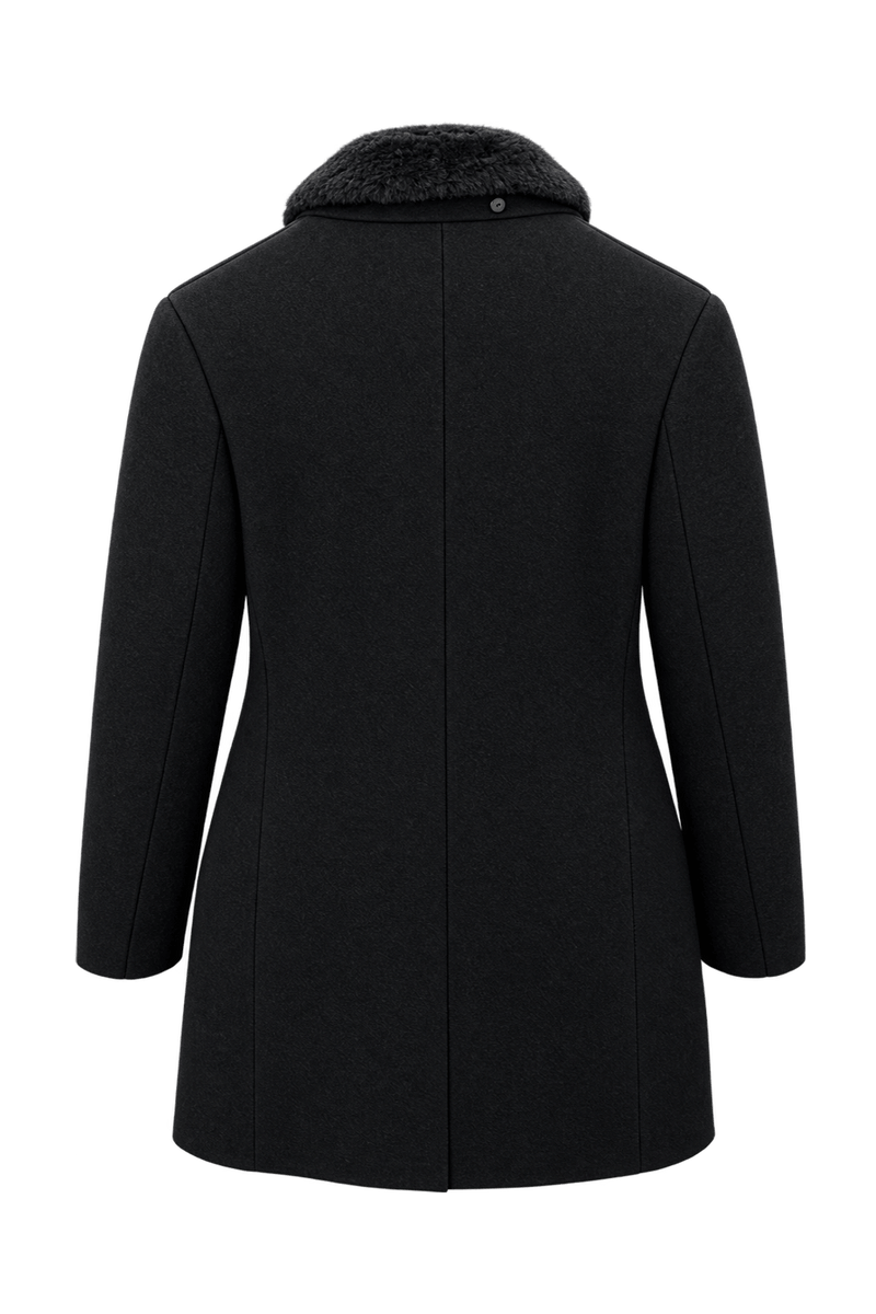 1980s Black Wool Coat - Back View