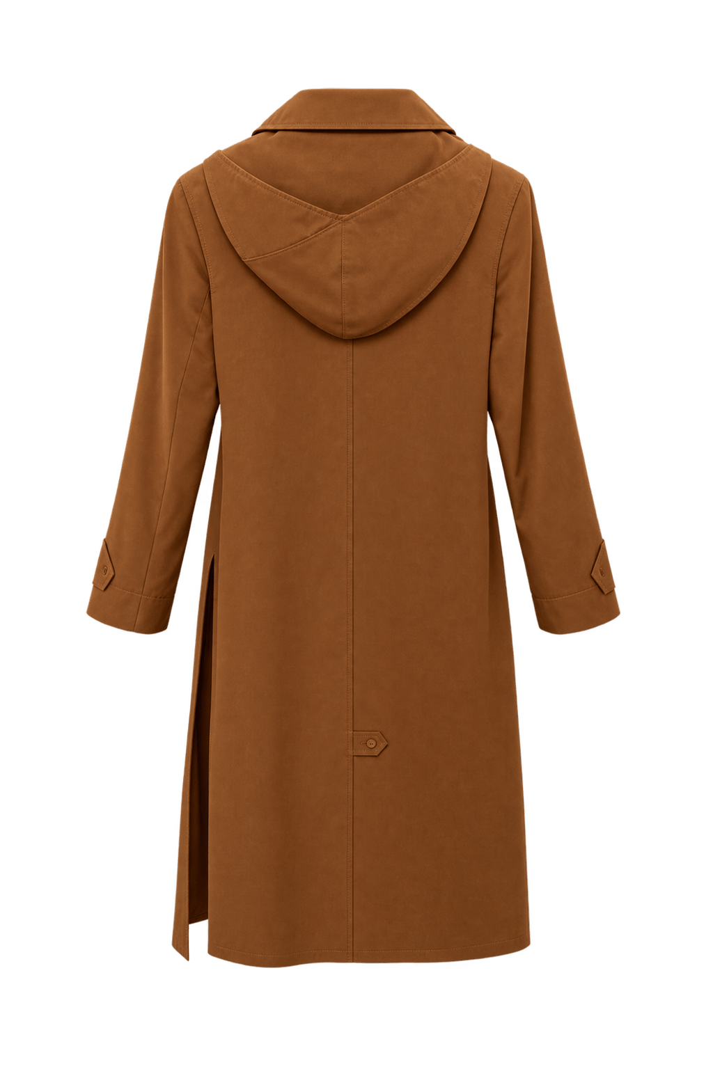 1980s Rust-Camel Brown Cotton Trench Coat - Back View