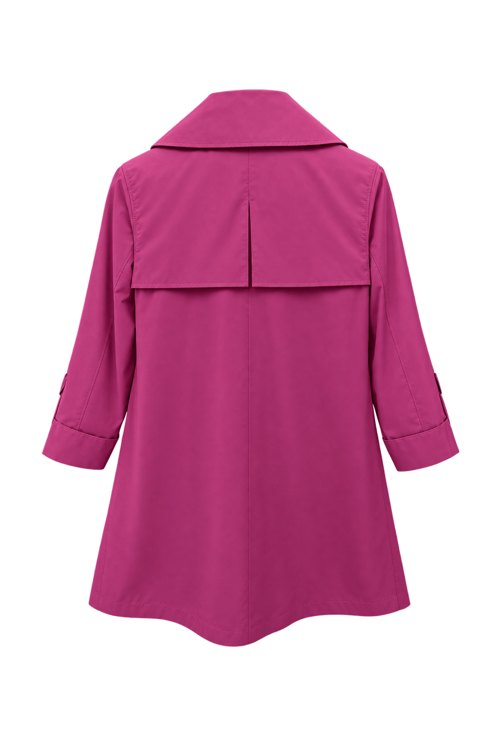 1980s Bright Fuchsia Pink Lightweight Trench Coat - Back View