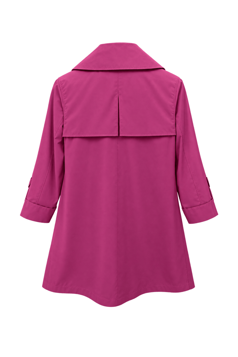 1980s Bright Fuchsia Pink Lightweight Trench Coat - Back View