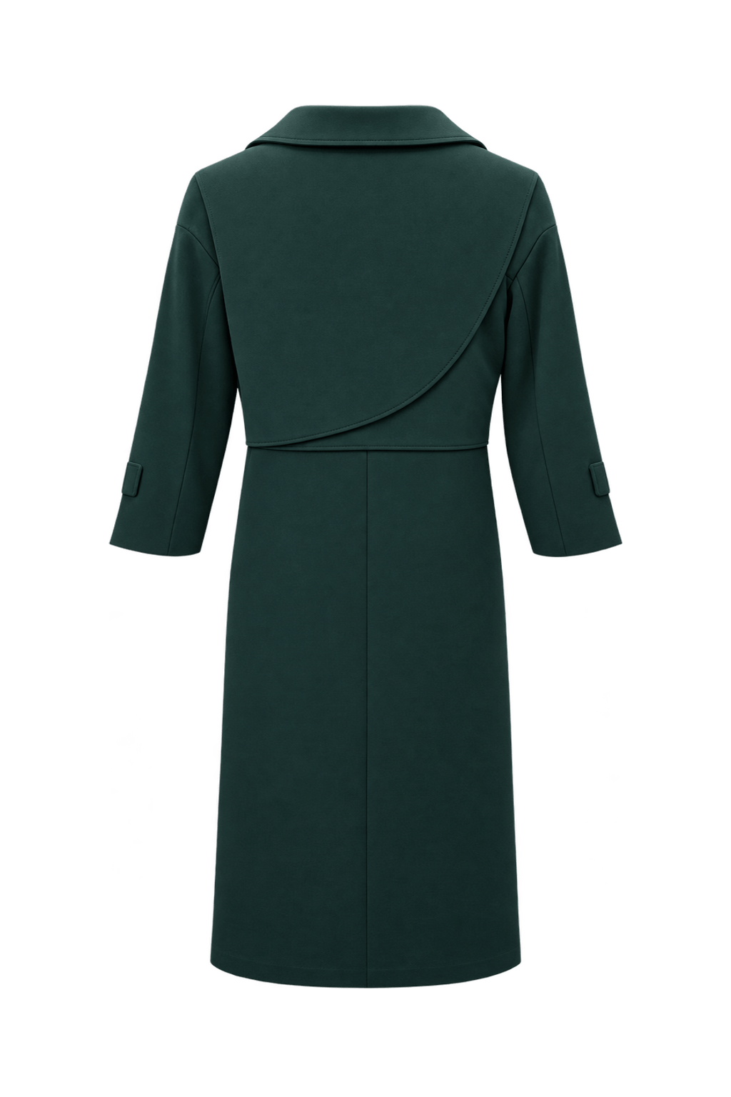 1980s Deep Forest Green Unverified Wool-Look Trench Coat - Back View
